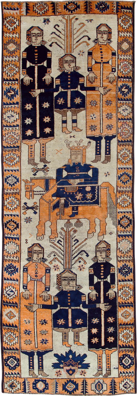 Vintage Persian Bakhtiari Pictorial Rug, No.25561 - Gsblank