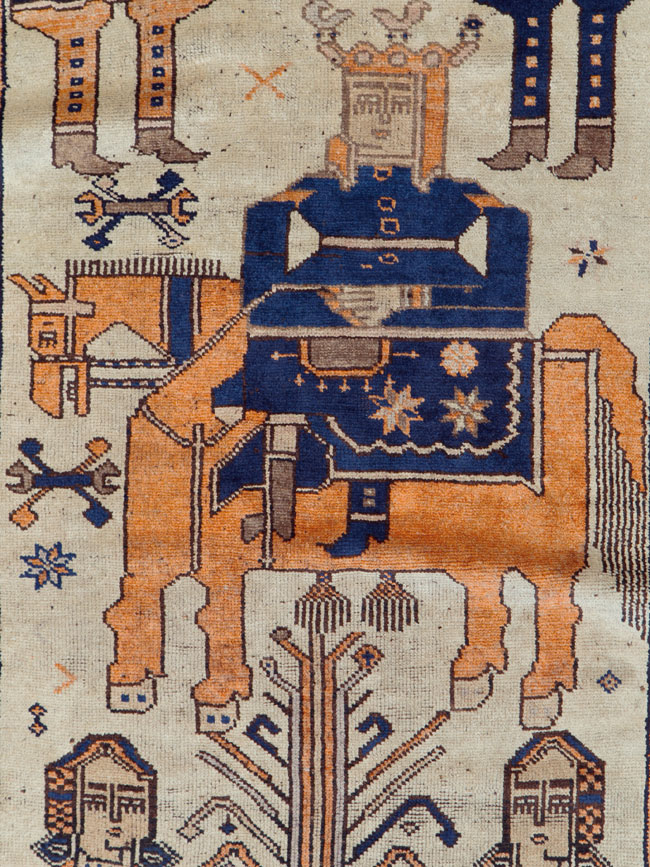 Vintage Persian Bakhtiari Pictorial Rug, No.25561 - Gsblank