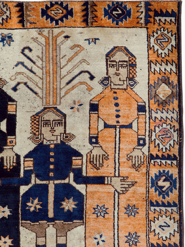 Vintage Persian Bakhtiari Pictorial Rug, No.25561 - Gsblank