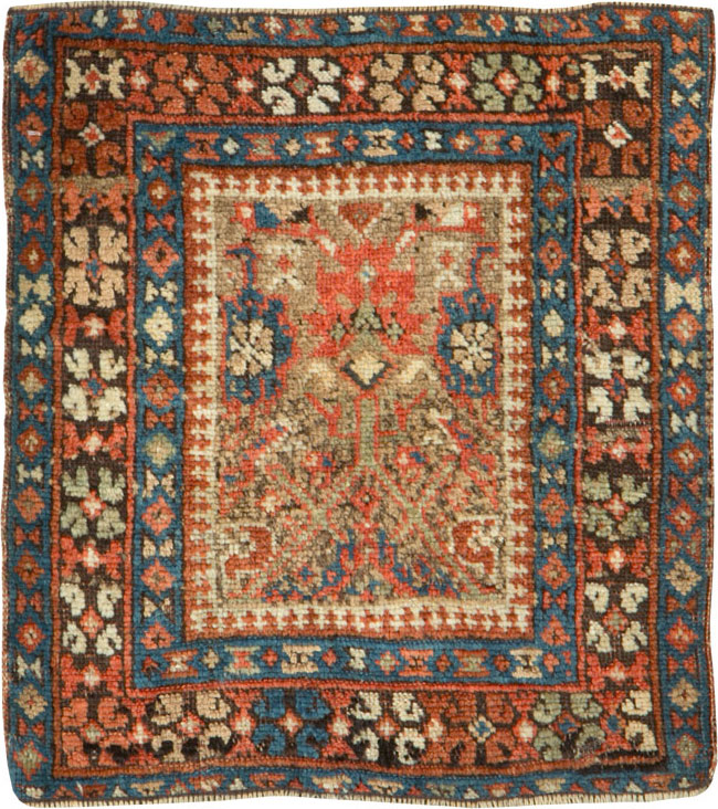 Antique Persian Qashqai Square Tribal Throw Rug, No.25568 - Gsblank