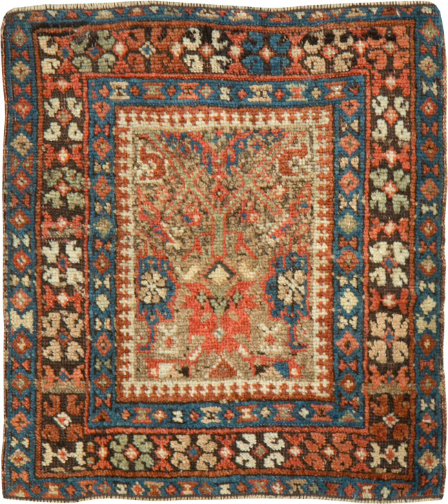 Antique Persian Qashqai Square Tribal Throw Rug, No.25568 - Gsblank