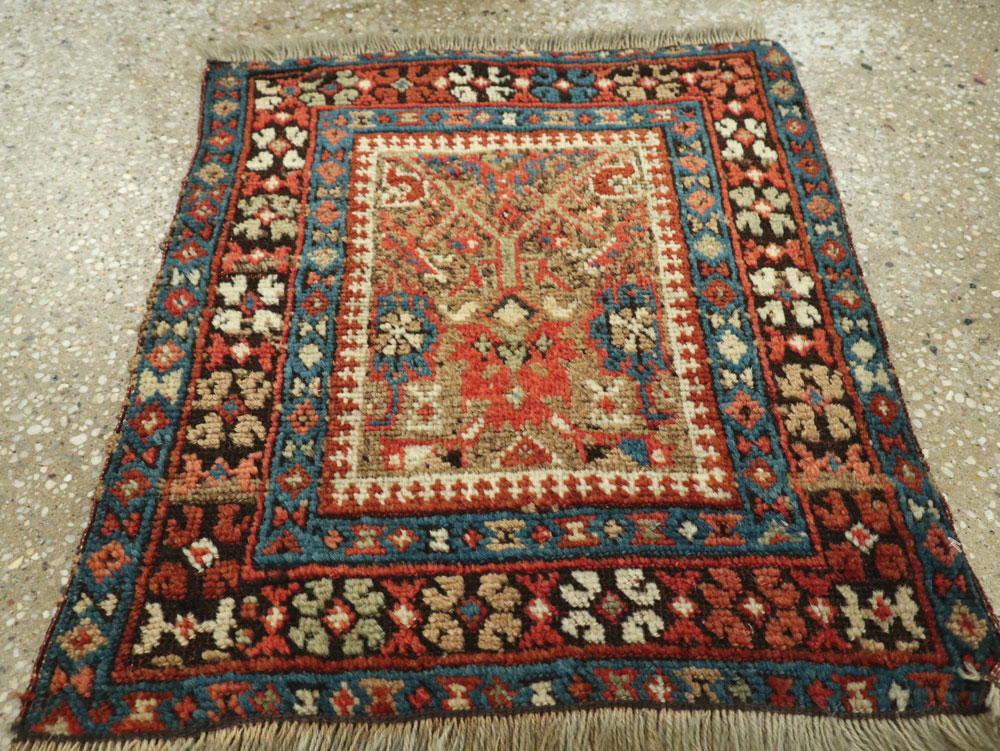 Antique Persian Qashqai Square Tribal Throw Rug, No.25568 - Gsblank