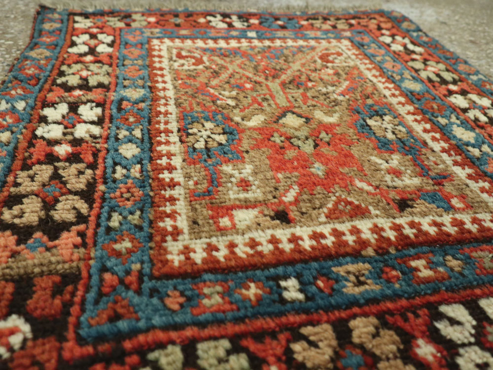 Antique Persian Qashqai Square Tribal Throw Rug, No.25568 - Gsblank