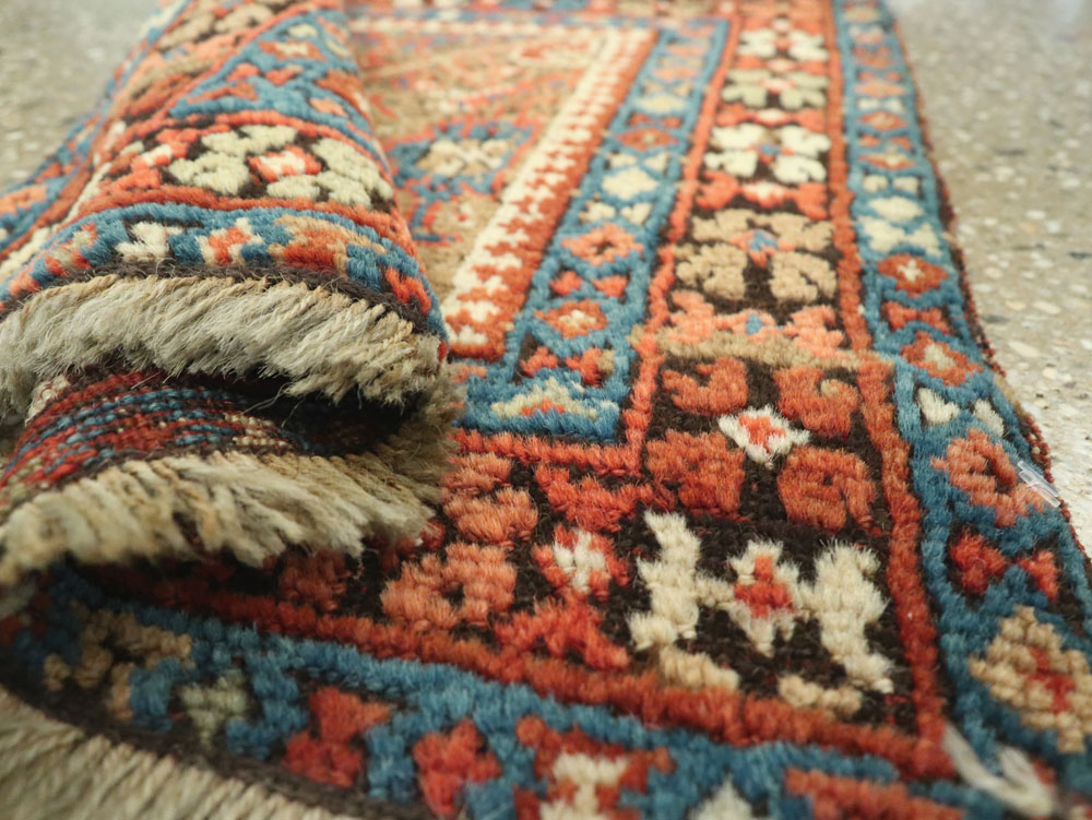 Antique Persian Qashqai Square Tribal Throw Rug, No.25568 - Gsblank