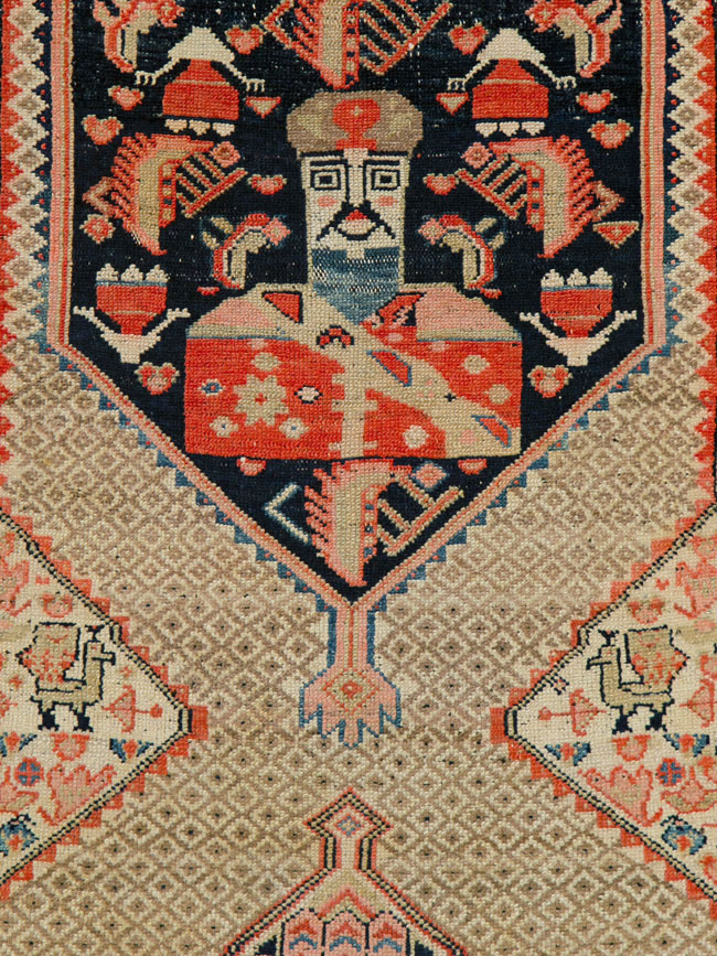 Antique Persian Hamadan Pictorial Rug, No.25572 - Gsblank