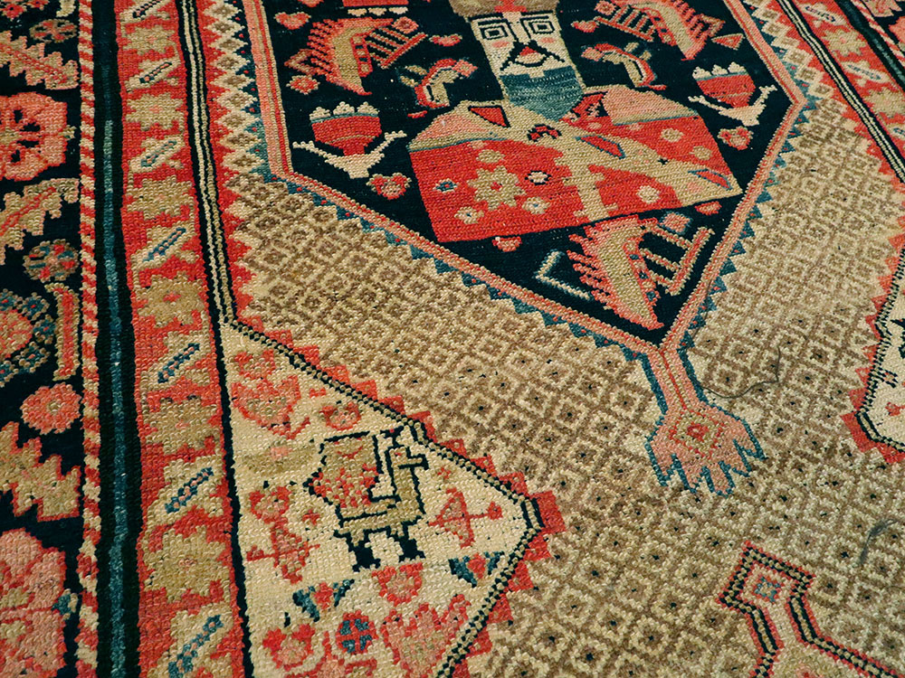 Antique Persian Hamadan Pictorial Rug, No.25572 - Gsblank