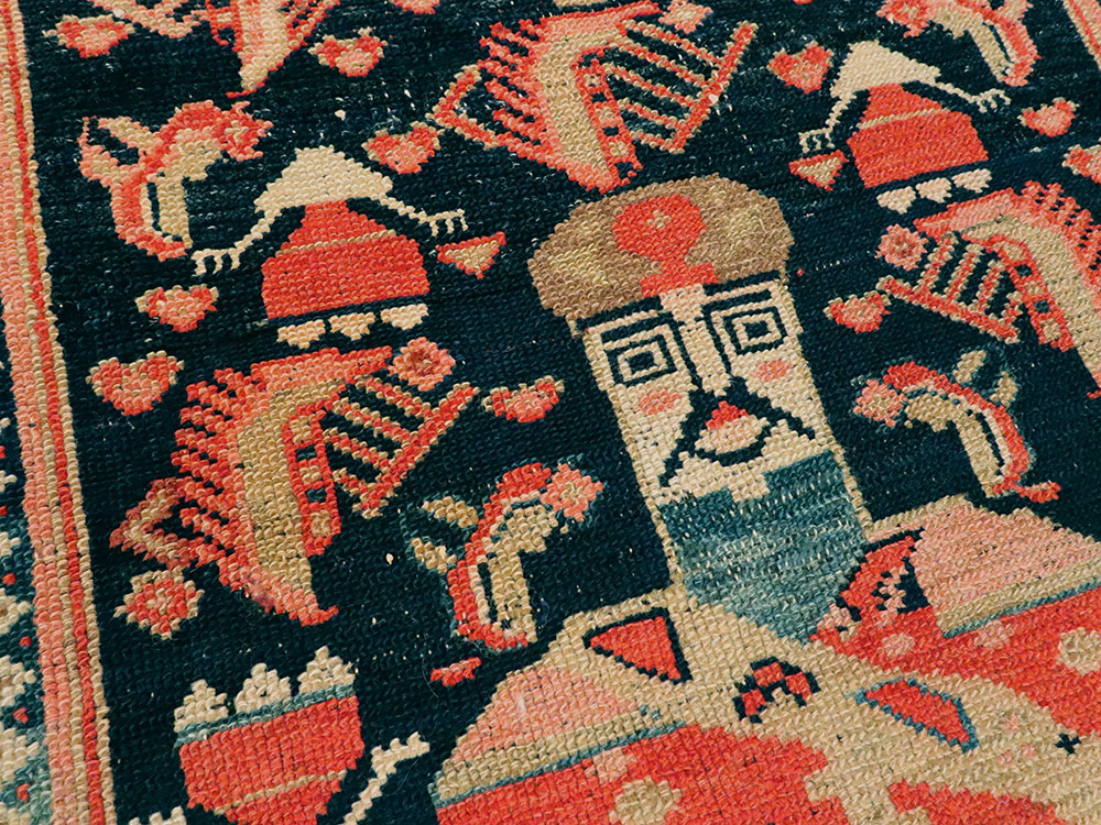 Antique Persian Hamadan Pictorial Rug, No.25572 - Gsblank