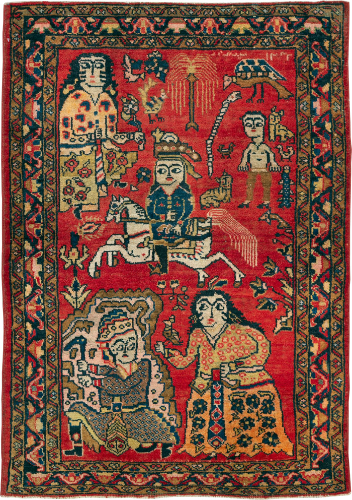 Vintage Persian Tabriz Pictorial Rug, No.25575 - Gsblank