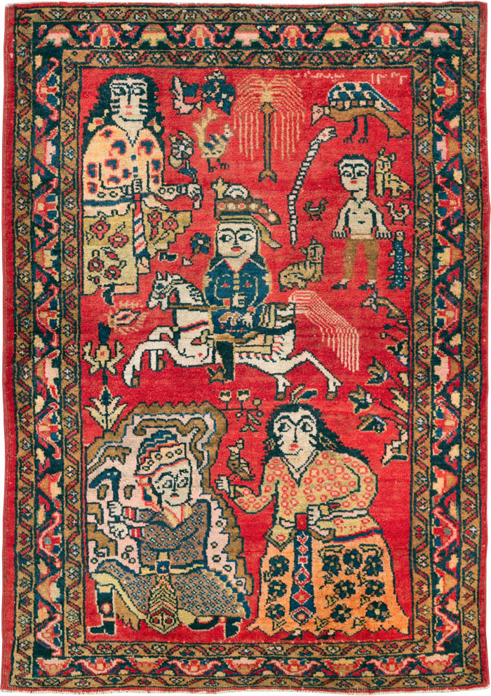 Vintage Persian Tabriz Pictorial Rug, No.25575 - Gsblank