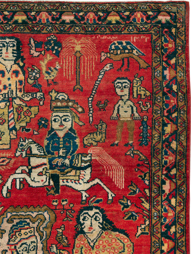 Vintage Persian Tabriz Pictorial Rug, No.25575 - Gsblank