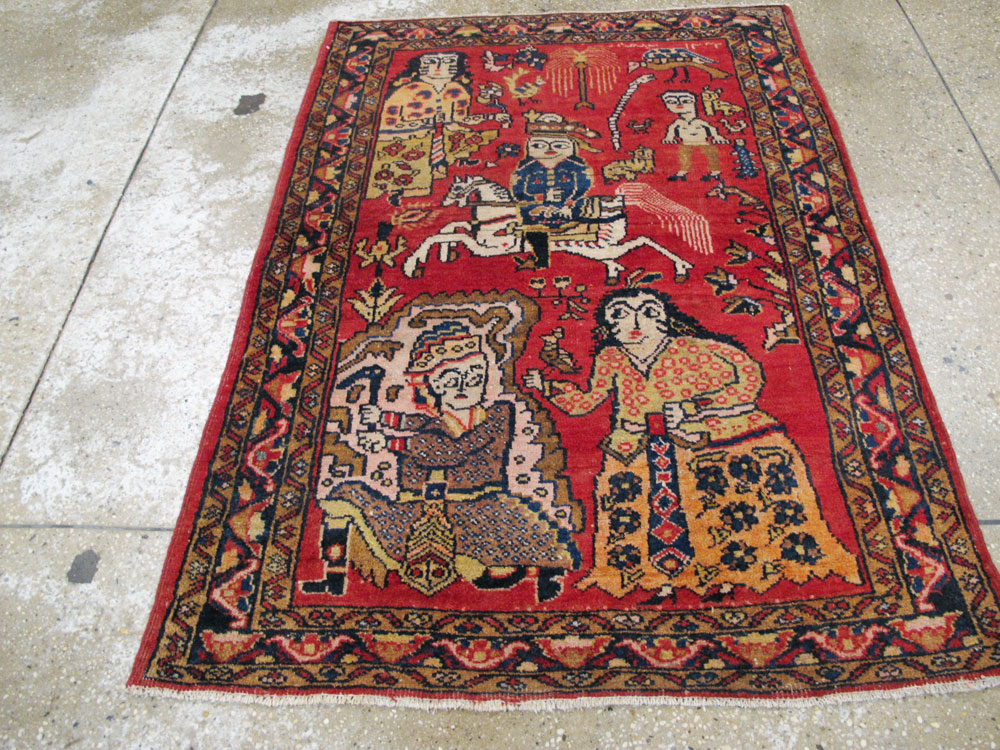 Vintage Persian Tabriz Pictorial Rug, No.25575 - Gsblank