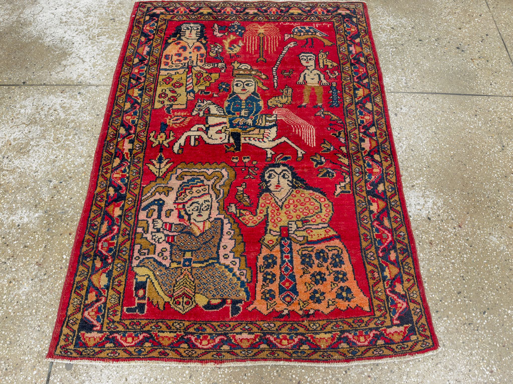 Vintage Persian Tabriz Pictorial Rug, No.25575 - Gsblank