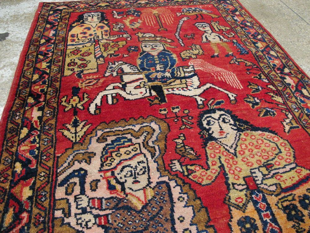 Vintage Persian Tabriz Pictorial Rug, No.25575 - Gsblank