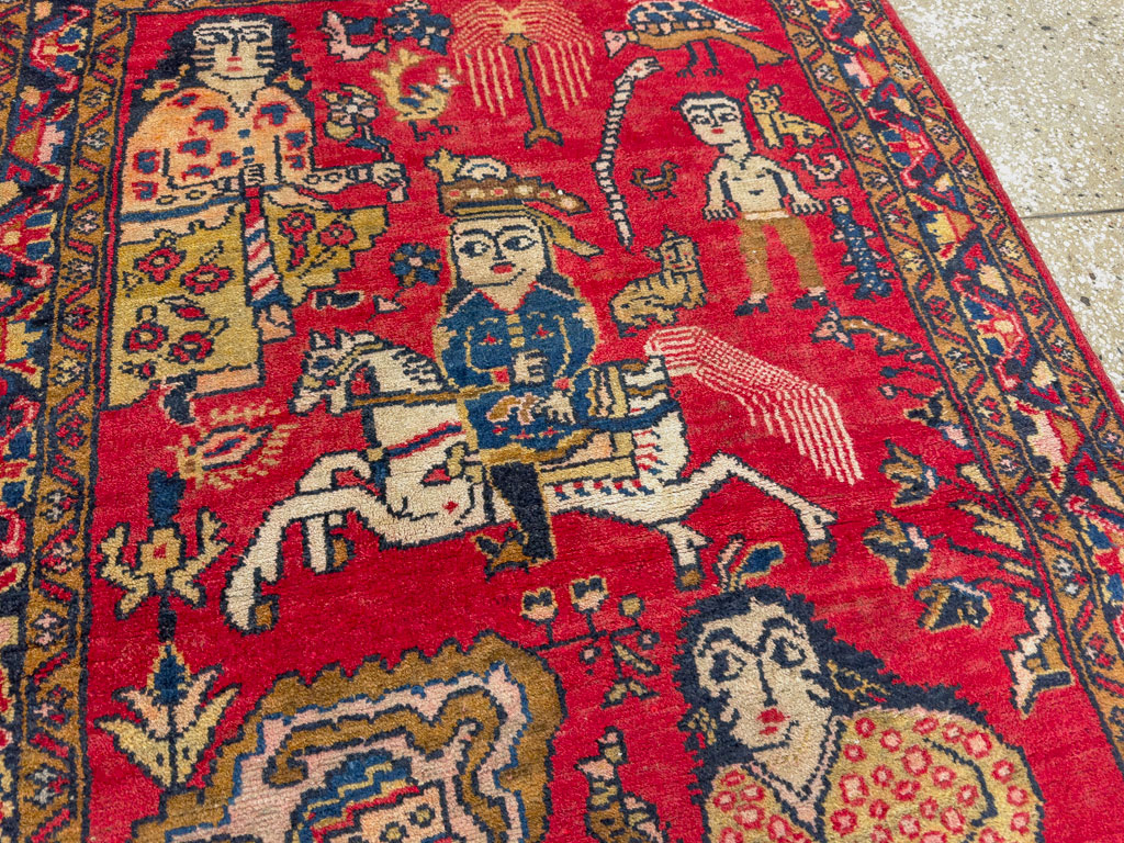 Vintage Persian Tabriz Pictorial Rug, No.25575 - Gsblank