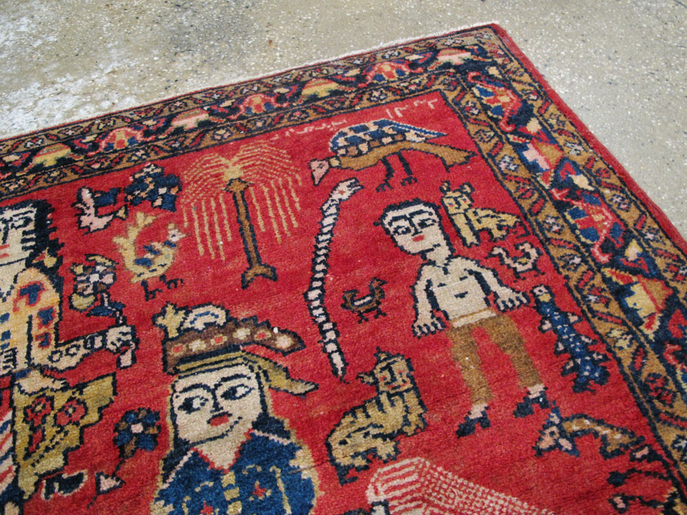 Vintage Persian Tabriz Pictorial Rug, No.25575 - Gsblank