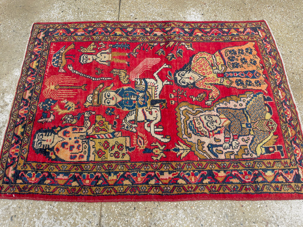 Vintage Persian Tabriz Pictorial Rug, No.25575 - Gsblank
