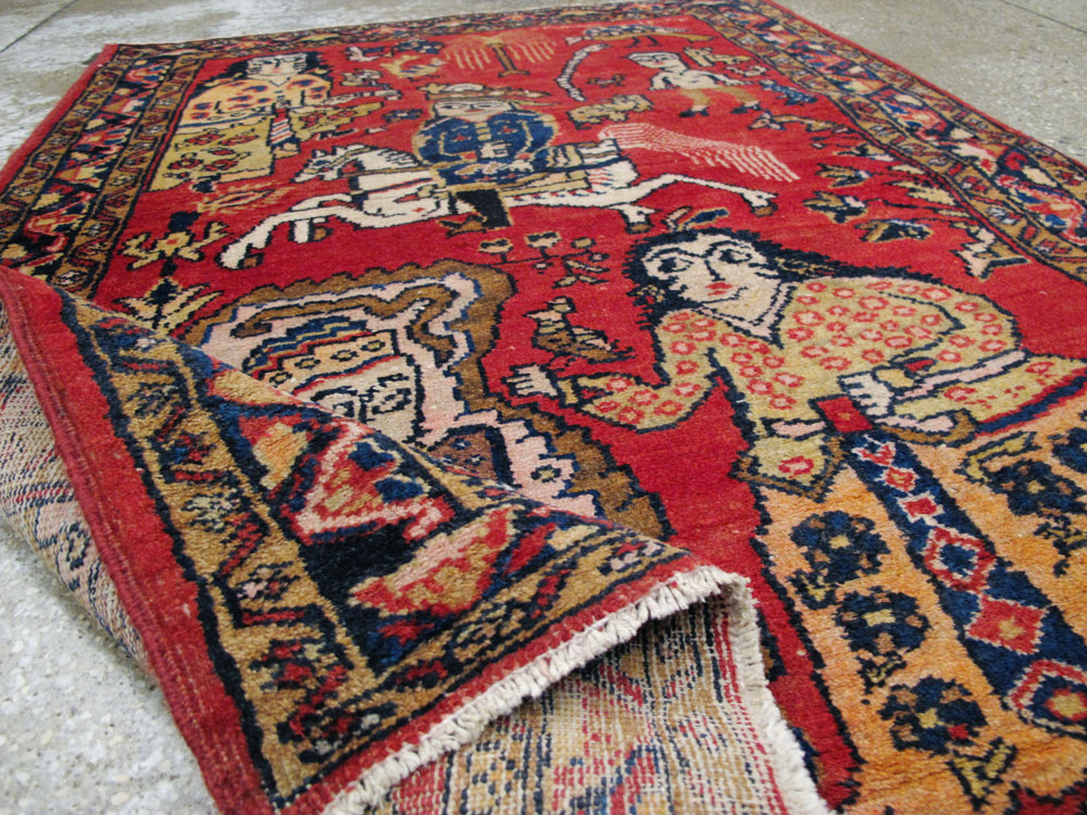 Vintage Persian Tabriz Pictorial Rug, No.25575 - Gsblank