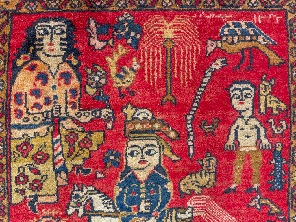 Vintage Persian Tabriz Pictorial Rug, No.25575 - Gsblank