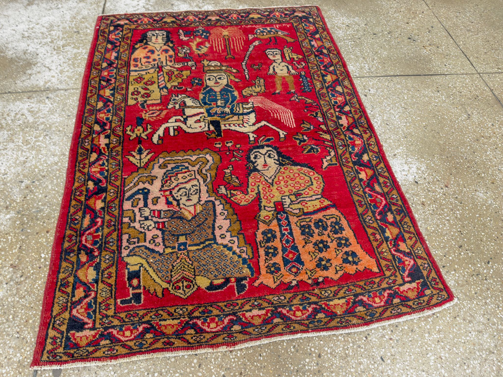 Vintage Persian Tabriz Pictorial Rug, No.25575 - Gsblank