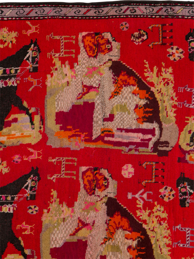 Antique Caucasian Karabagh Pictorial Rug, No.25577 - Gsblank