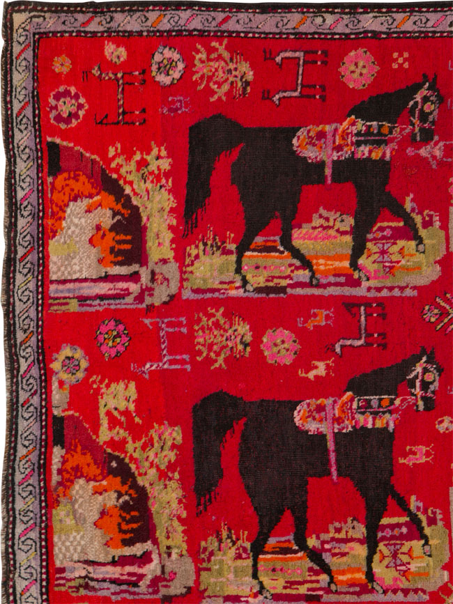 Antique Caucasian Karabagh Pictorial Rug, No.25577 - Gsblank