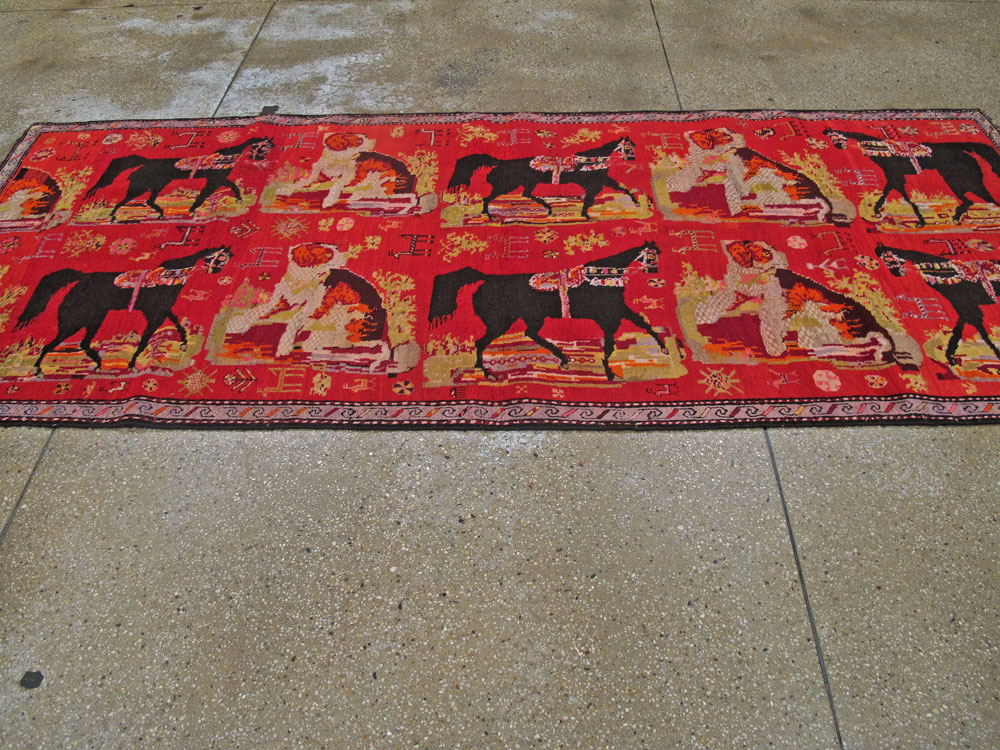 Antique Caucasian Karabagh Pictorial Rug, No.25577 - Gsblank