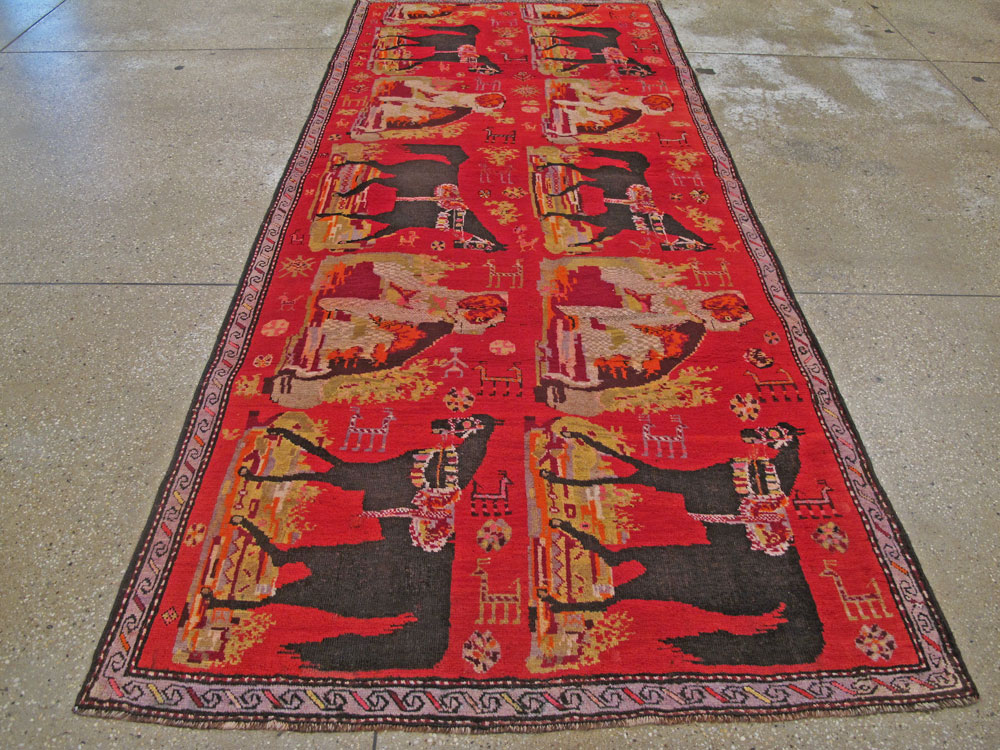 Antique Caucasian Karabagh Pictorial Rug, No.25577 - Gsblank