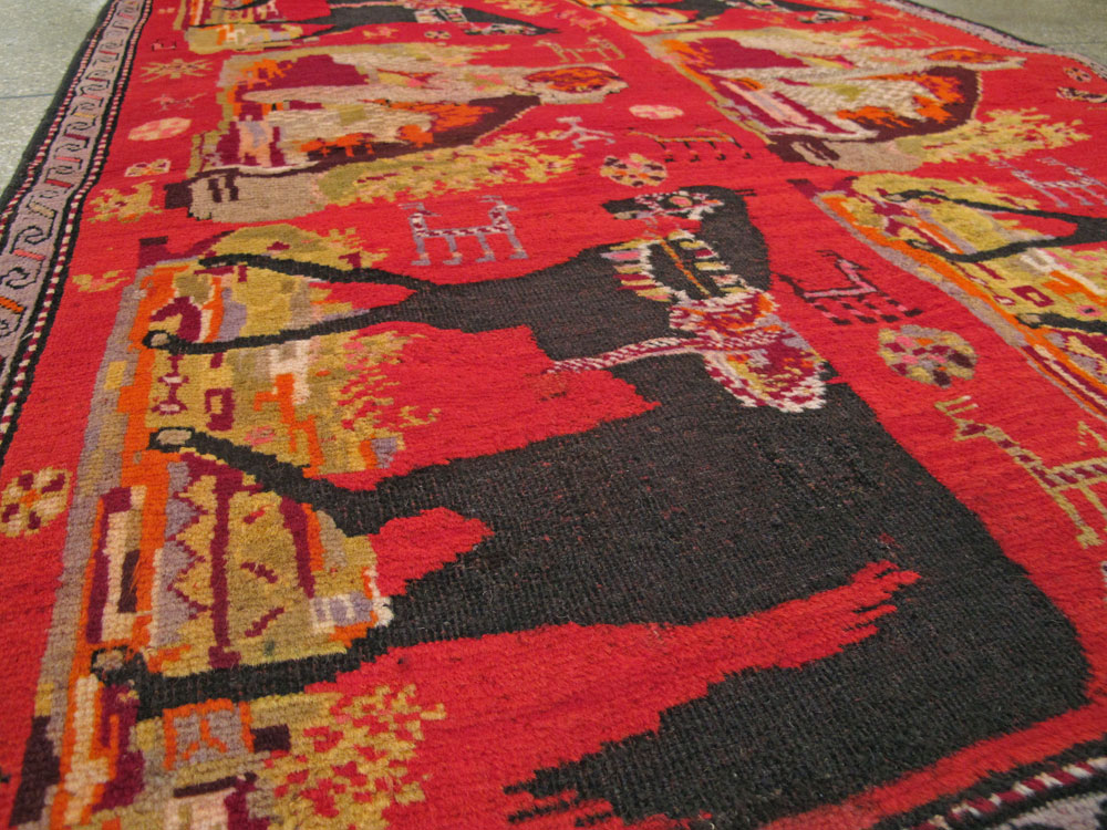 Antique Caucasian Karabagh Pictorial Rug, No.25577 - Gsblank