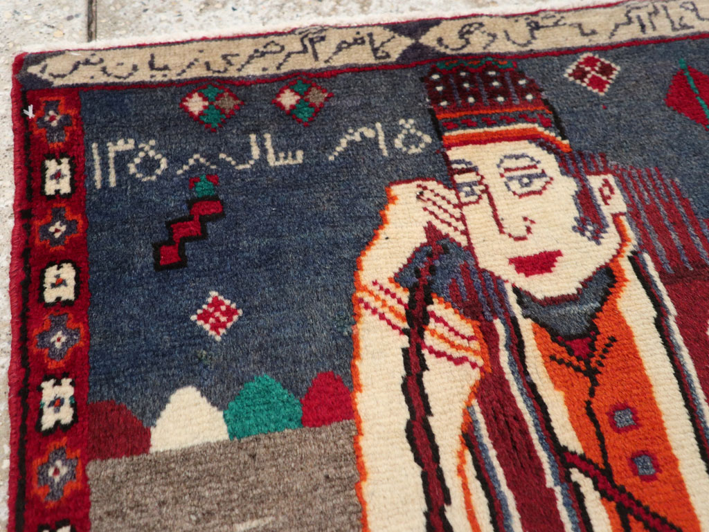 Vintage Pictorial Hamadan Rug, No.25586 - Gsblank