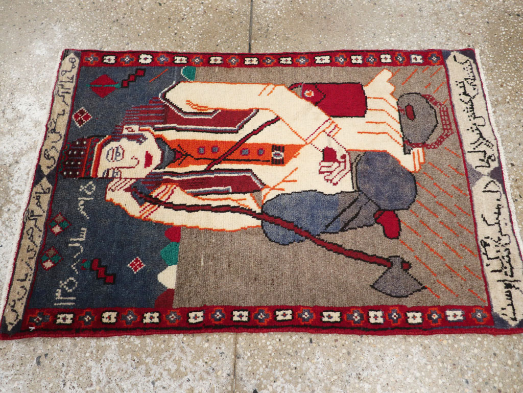 Vintage Pictorial Hamadan Rug, No.25586 - Gsblank
