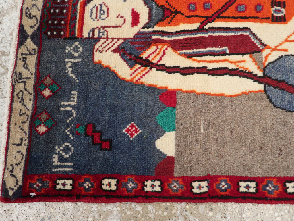 Vintage Pictorial Hamadan Rug, No.25586 - Gsblank