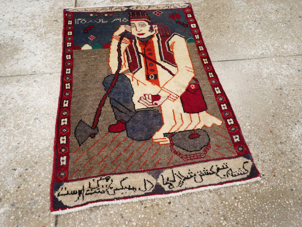 Vintage Pictorial Hamadan Rug, No.25586 - Gsblank