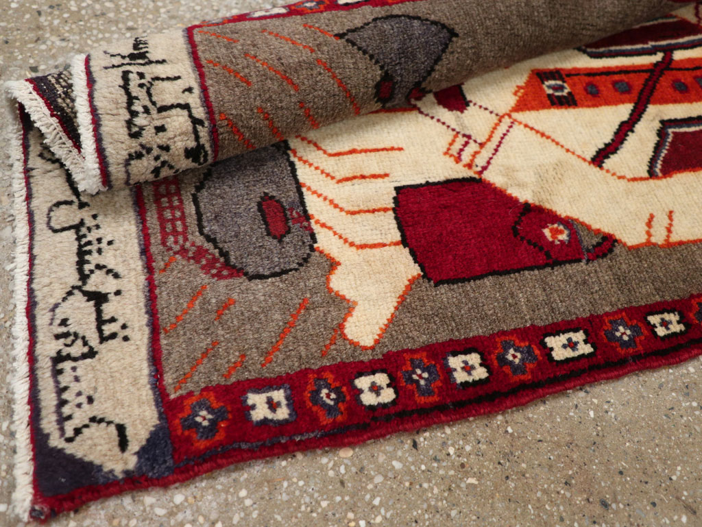Vintage Pictorial Hamadan Rug, No.25586 - Gsblank