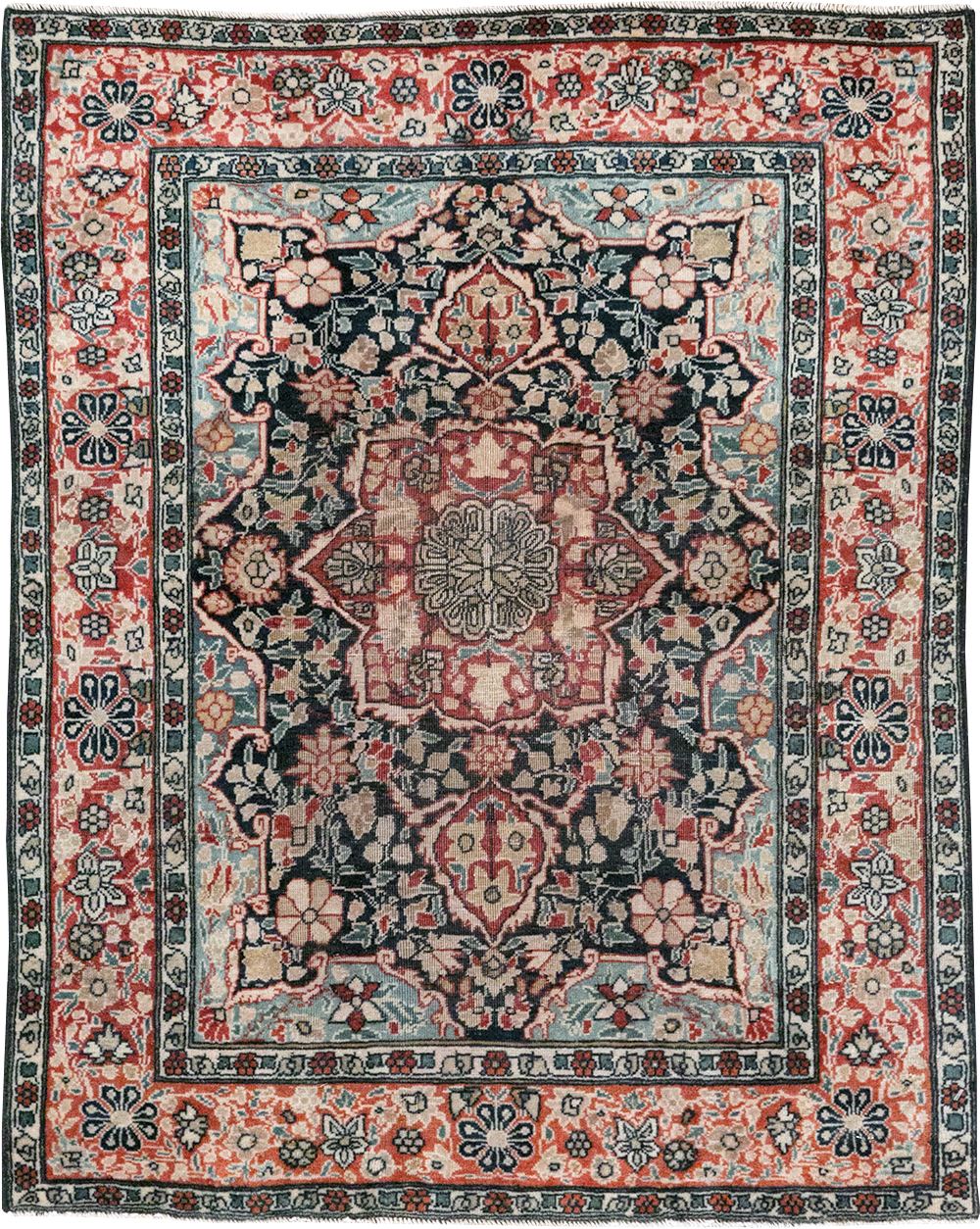 Antique Persian Mohtasham Kashan Throw Rug, No.25598 - Gsblank