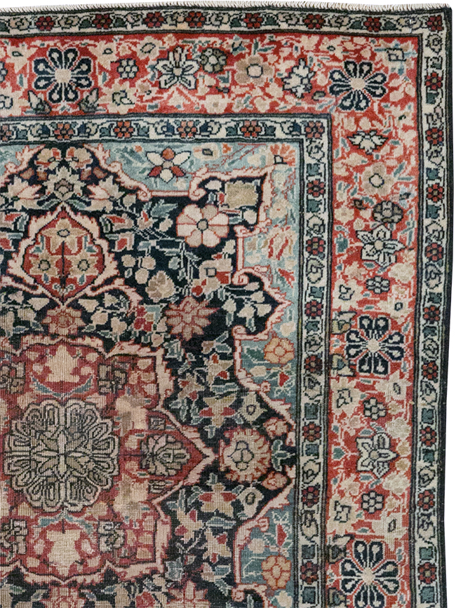 Antique Persian Mohtasham Kashan Throw Rug, No.25598 - Gsblank