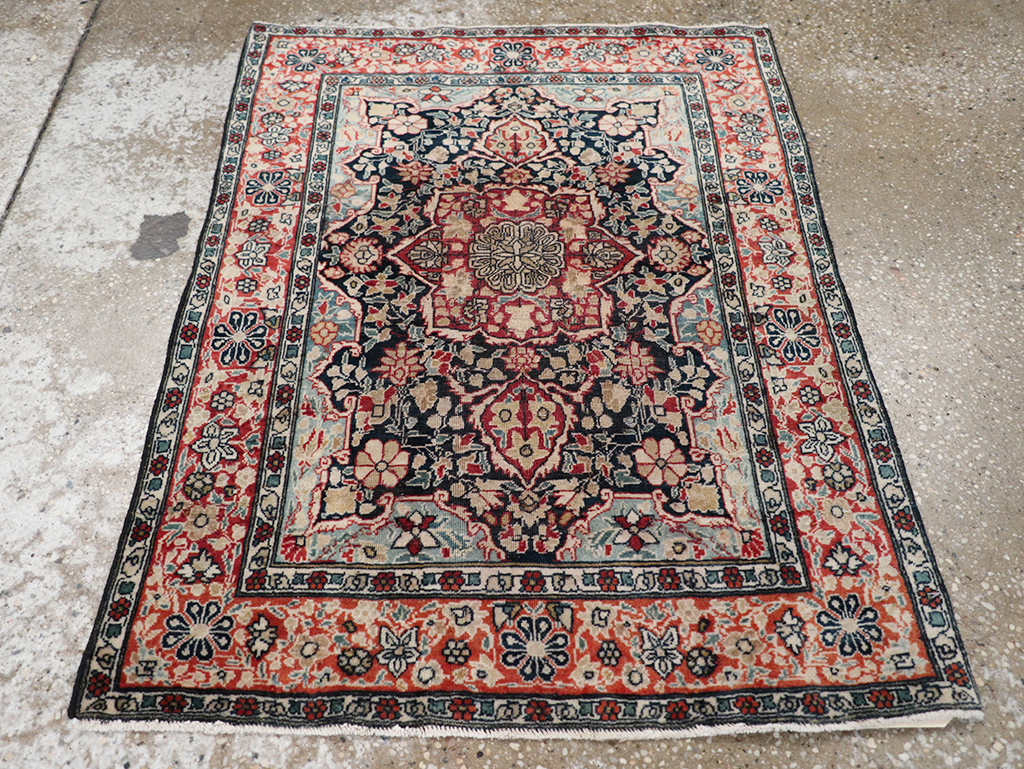 Antique Persian Mohtasham Kashan Throw Rug, No.25598 - Gsblank