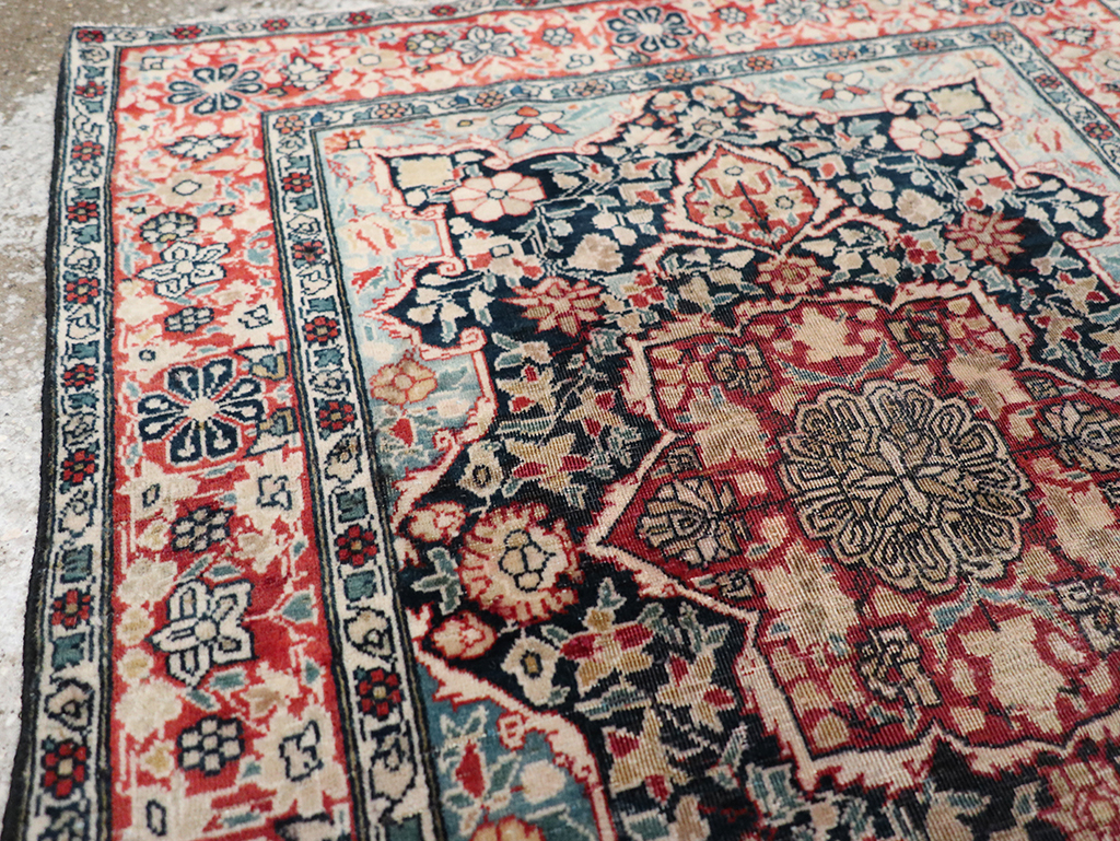 Antique Persian Mohtasham Kashan Throw Rug, No.25598 - Gsblank