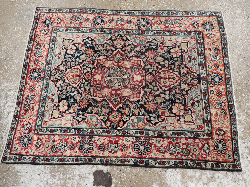 Antique Persian Mohtasham Kashan Throw Rug, No.25598 - Gsblank