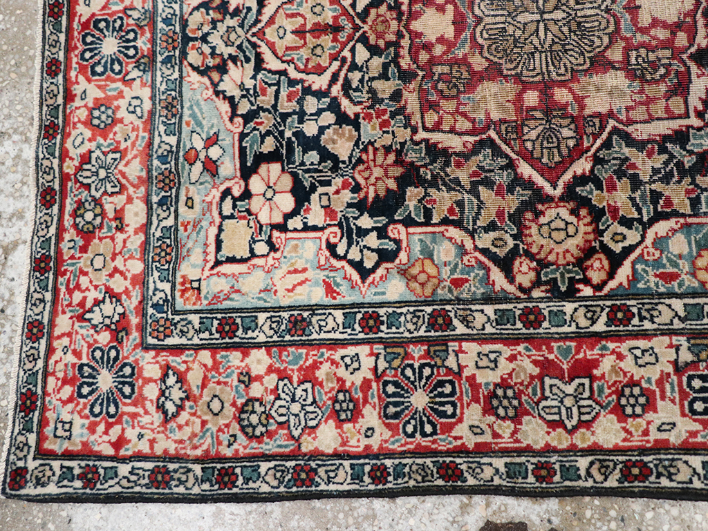Antique Persian Mohtasham Kashan Throw Rug, No.25598 - Gsblank