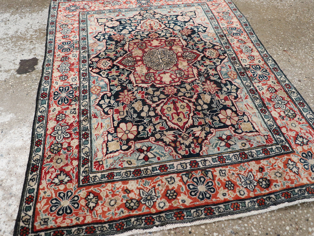 Antique Persian Mohtasham Kashan Throw Rug, No.25598 - Gsblank
