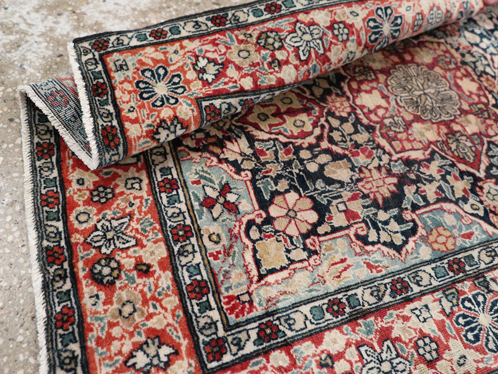 Antique Persian Mohtasham Kashan Throw Rug, No.25598 - Gsblank