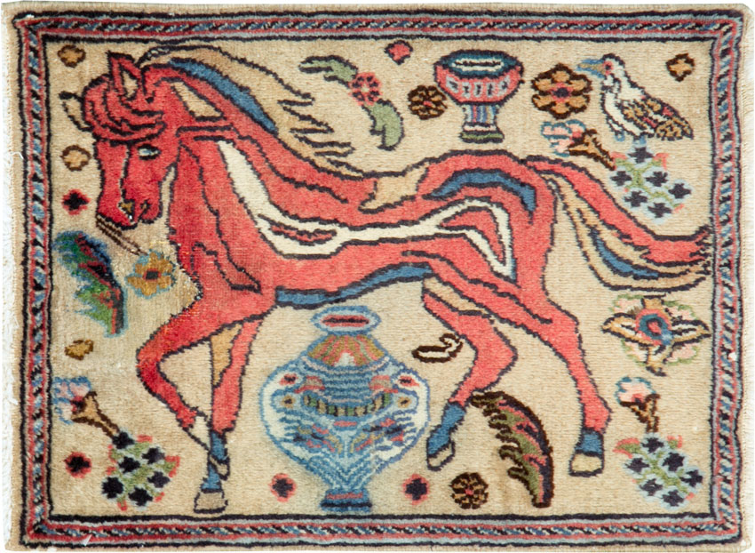 Vintage Persian Tabriz Pictorial Rug (Pair: 1 of 2), No.25601 - Gsblank