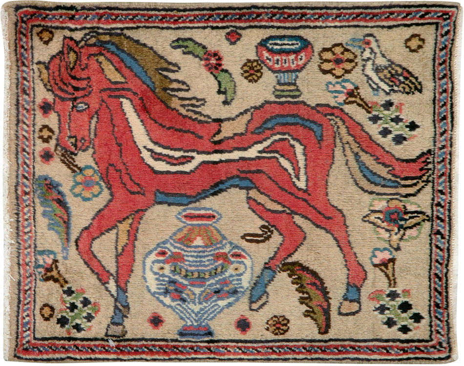 Vintage Persian Tabriz Pictorial Rug (Pair: 2 of 2), No.25602 - Gsblank