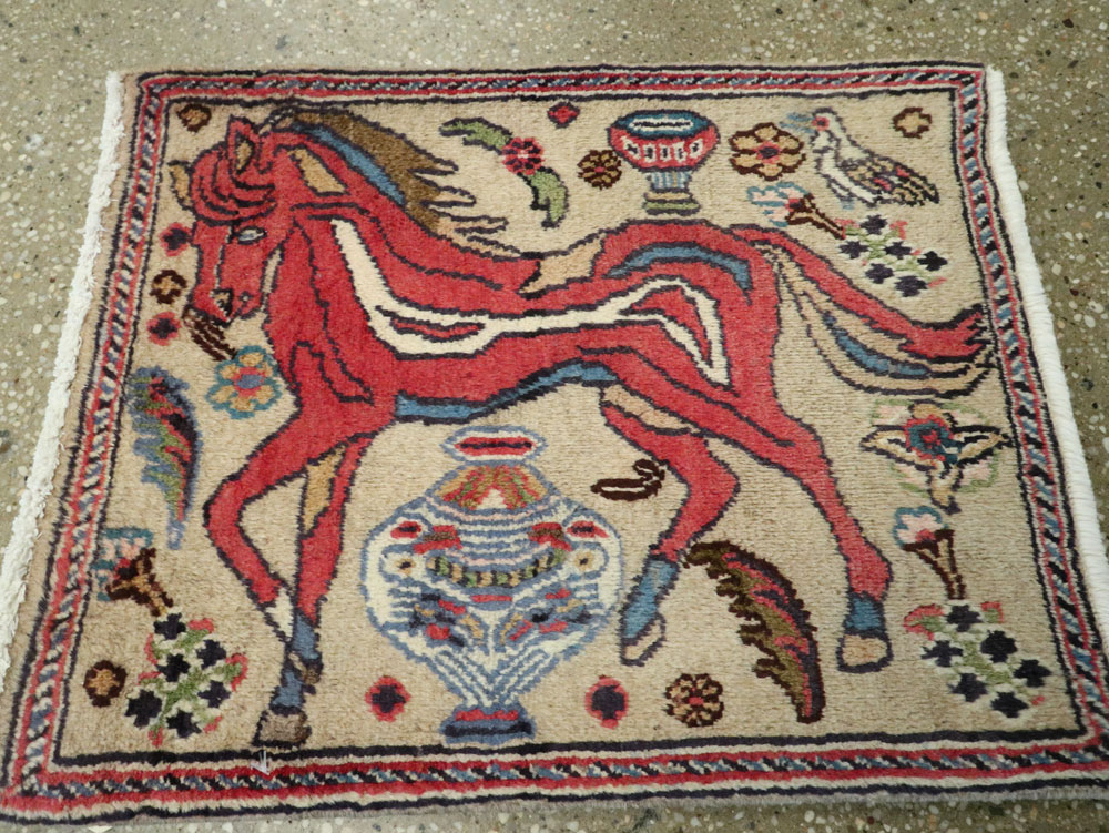 Vintage Persian Tabriz Pictorial Rug (Pair: 2 of 2), No.25602 - Gsblank