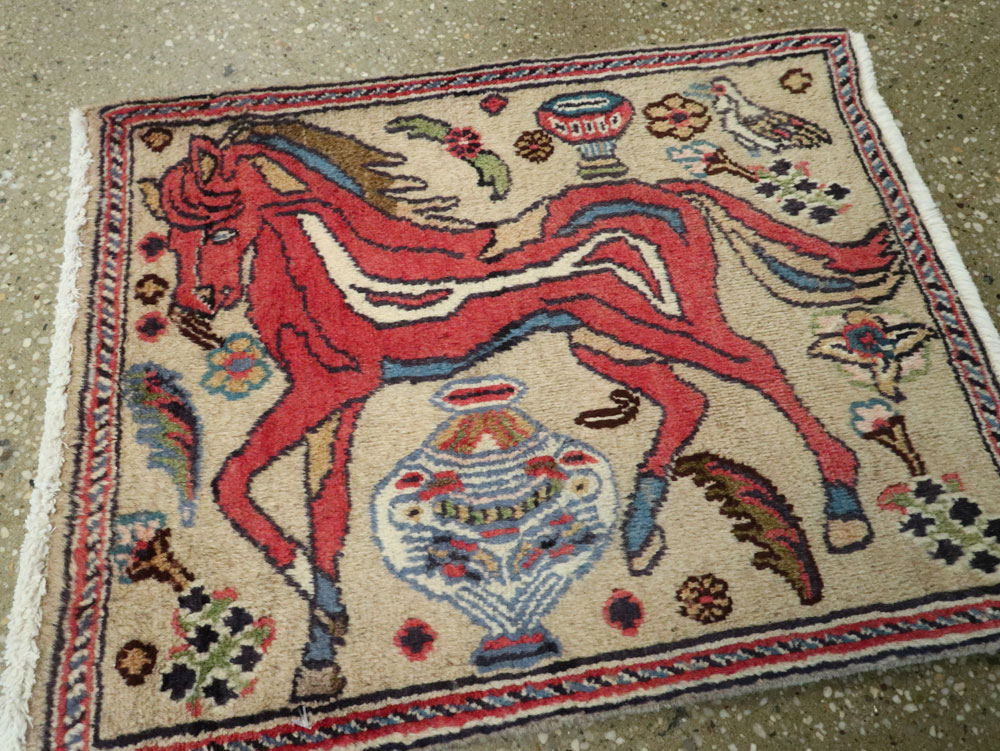 Vintage Persian Tabriz Pictorial Rug (Pair: 2 of 2), No.25602 - Gsblank