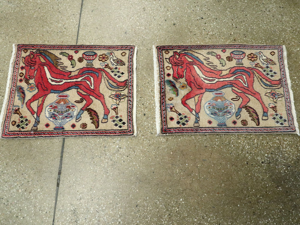 Vintage Persian Tabriz Pictorial Rug (Pair: 2 of 2), No.25602 - Gsblank
