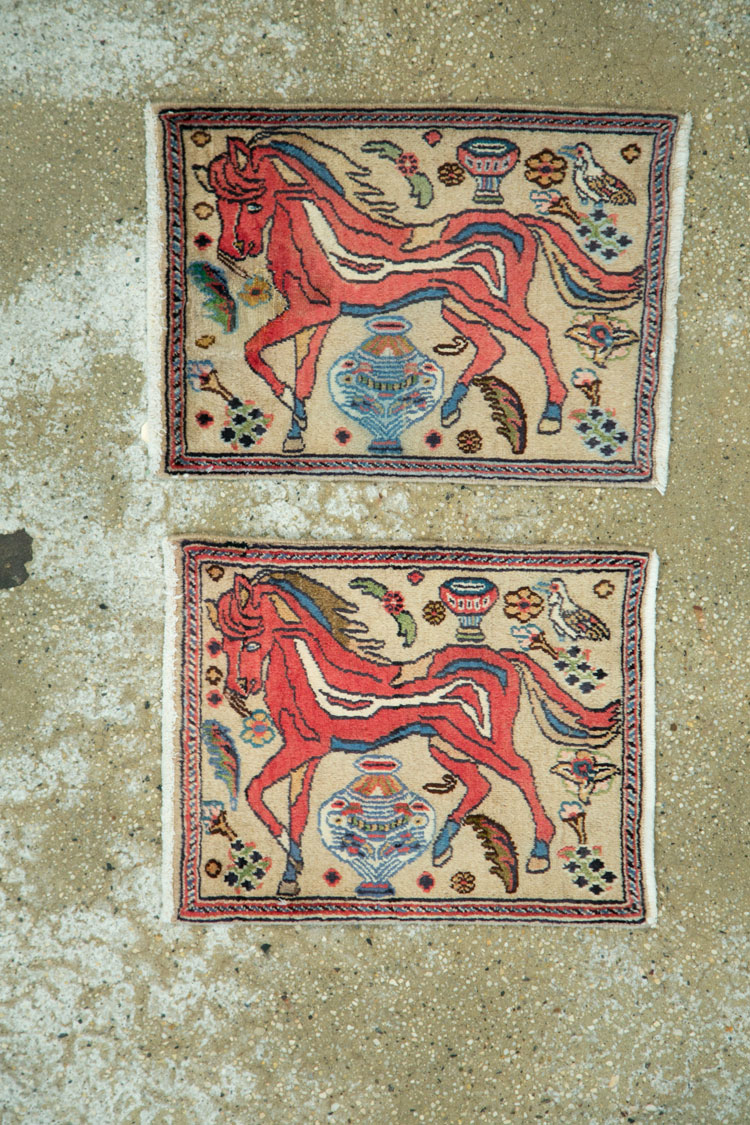 Vintage Persian Tabriz Pictorial Rug (Pair: 2 of 2), No.25602 - Gsblank