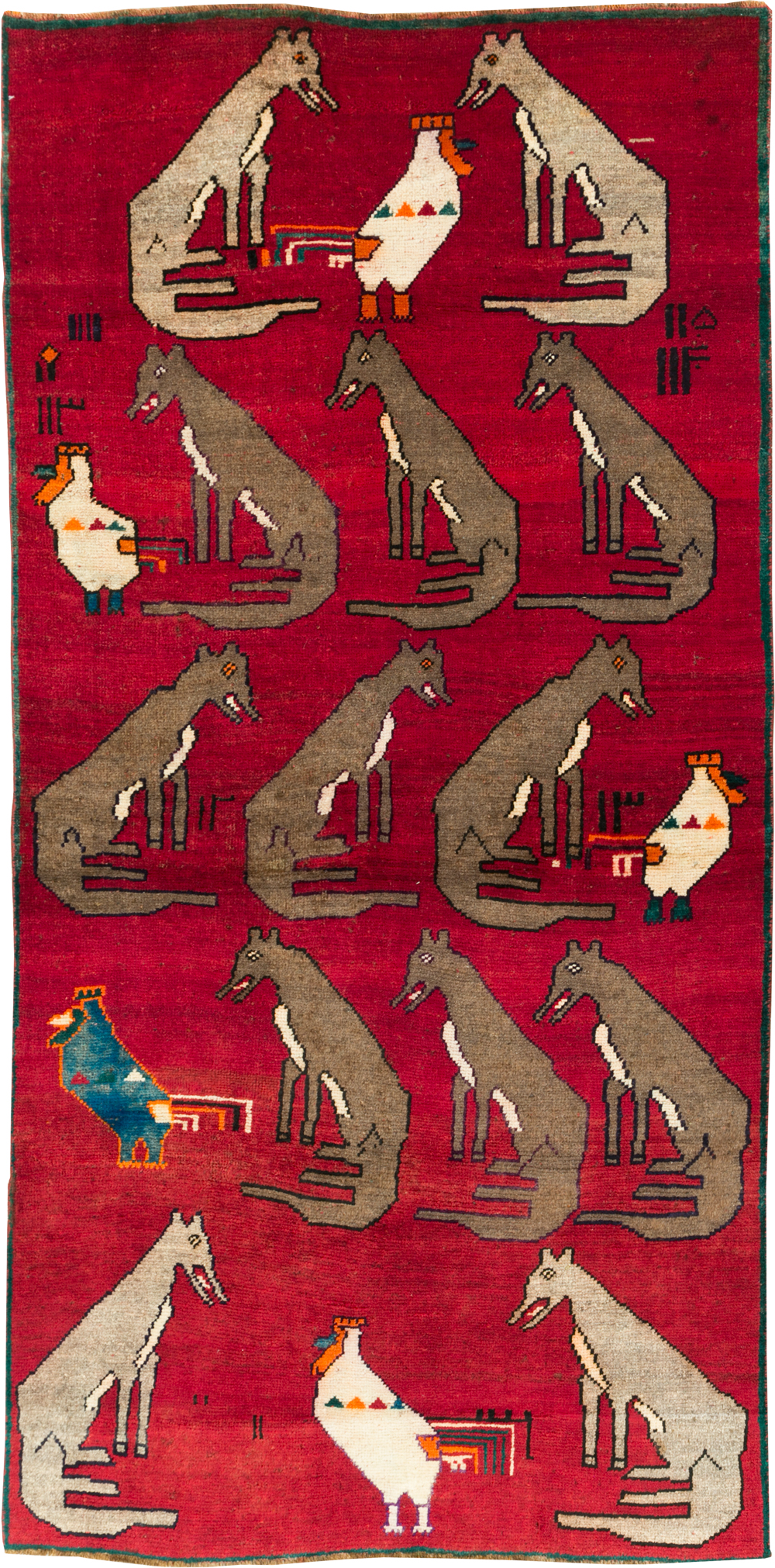 Vintage Persian Shiraz Pictorial Rug, No.25607 - Gsblank