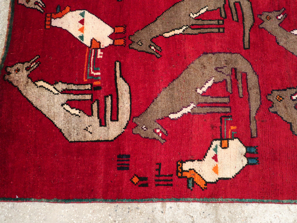 Vintage Persian Shiraz Pictorial Rug, No.25607 - Gsblank