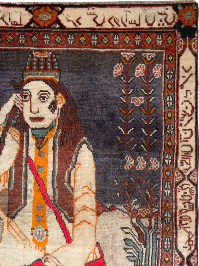 Antique Persian Malayer Pictorial Rug, No.25612 - Gsblank